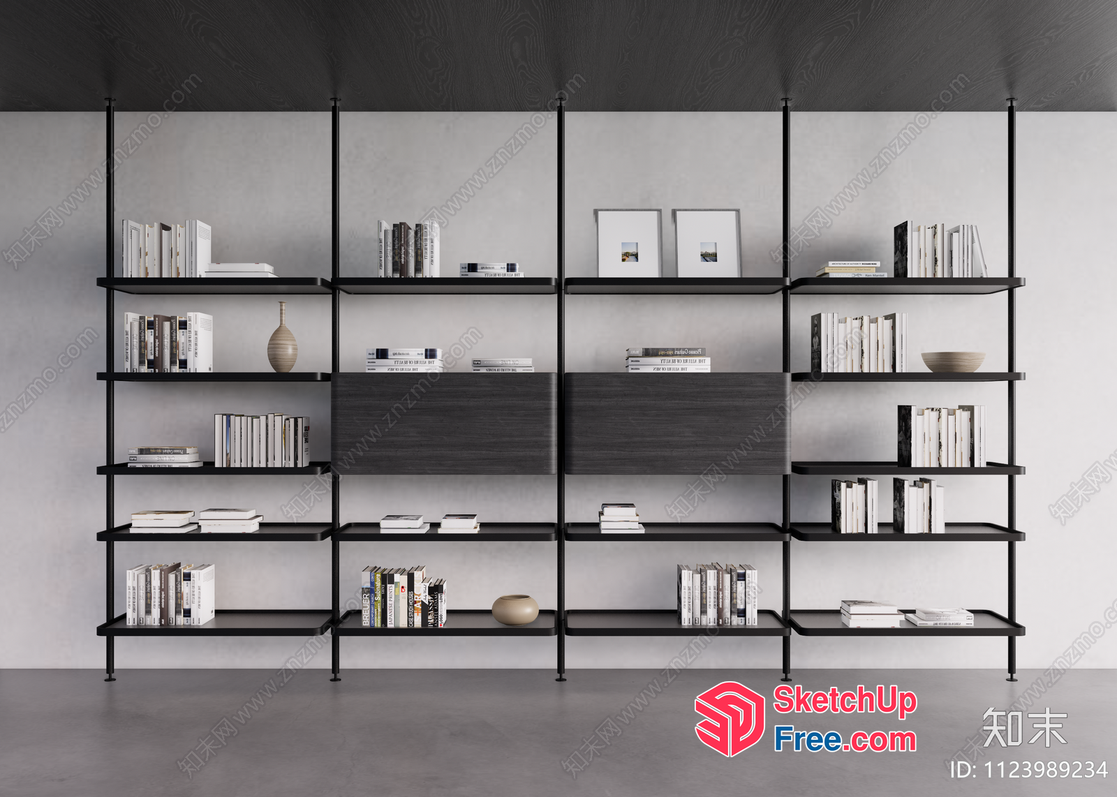Modern Minimalist Bookcase And Shelving Unit 3D SketchUp File