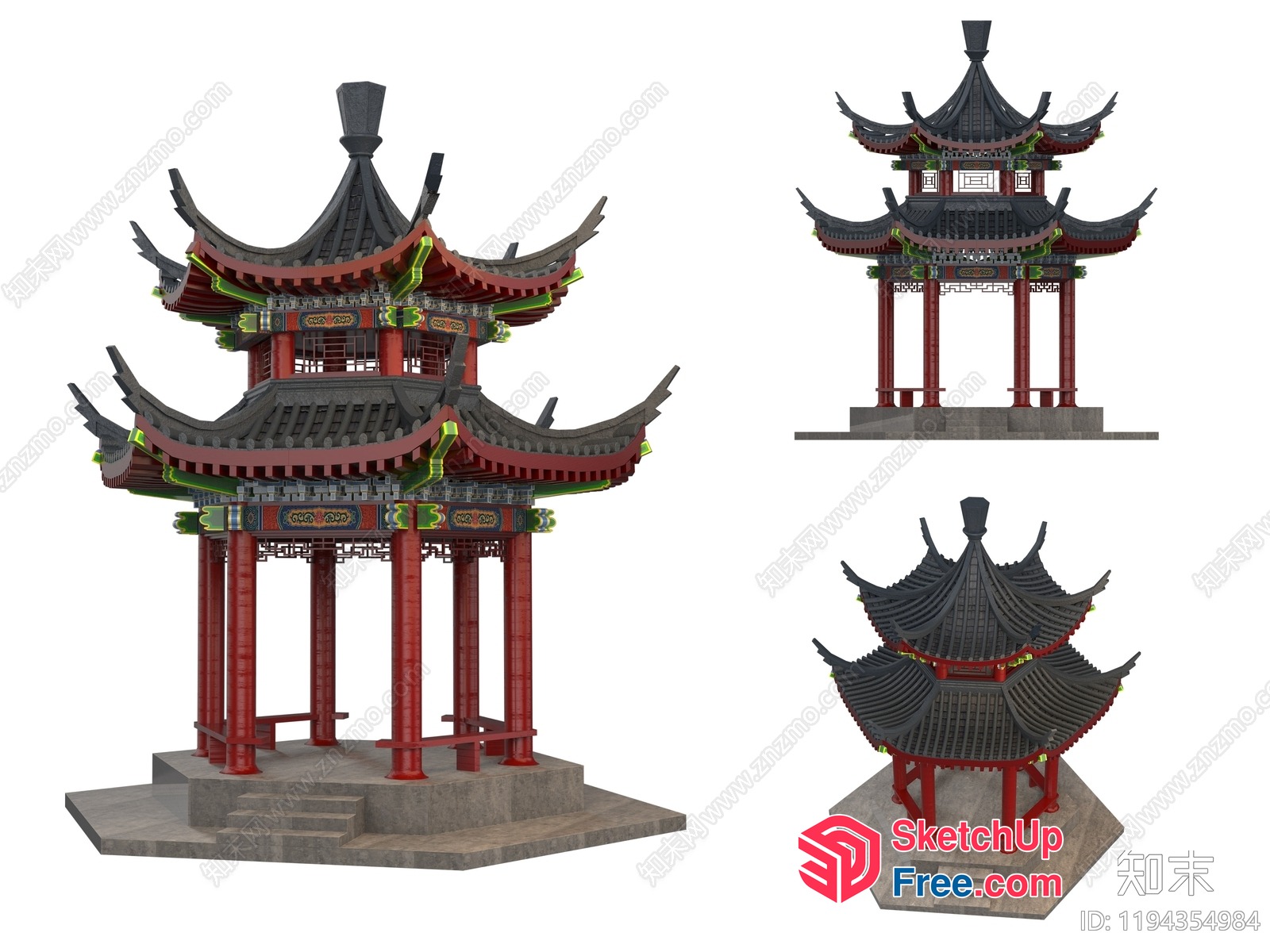 Traditional Asian Pavilion Structure 3D SketchUp File