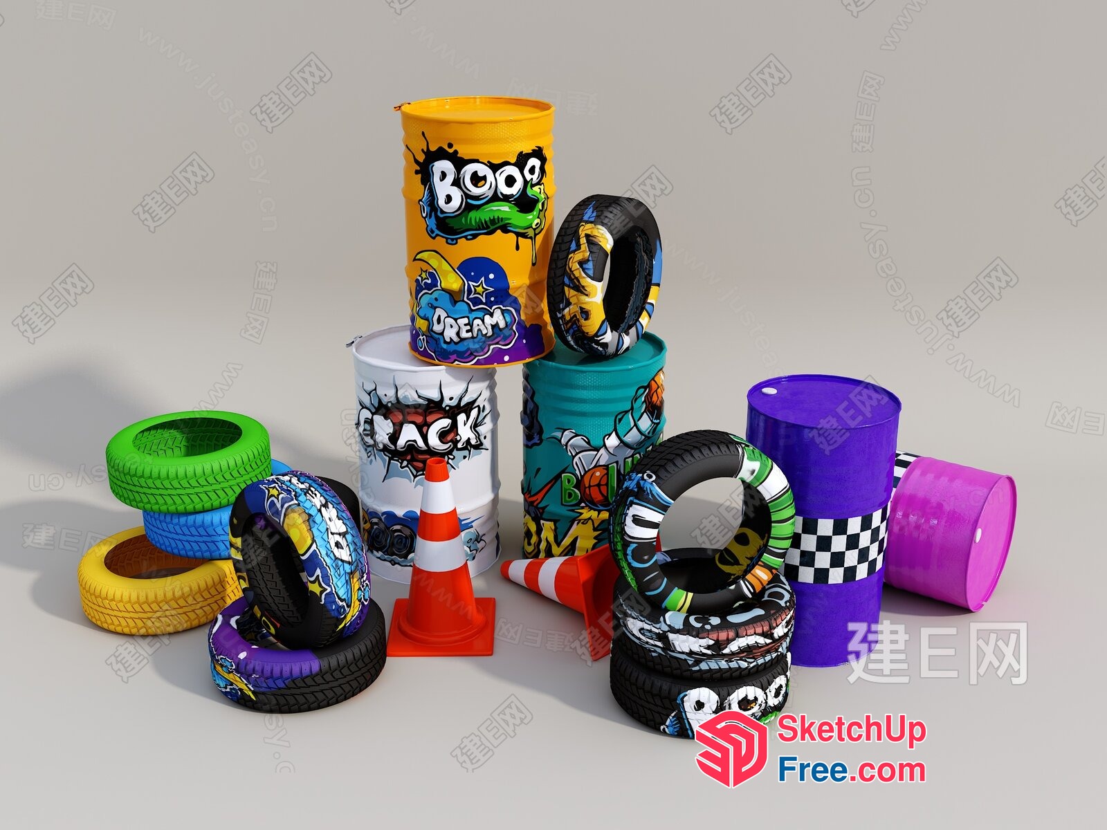 Graffiti Art Inspired Street Decor 3D SketchUp File