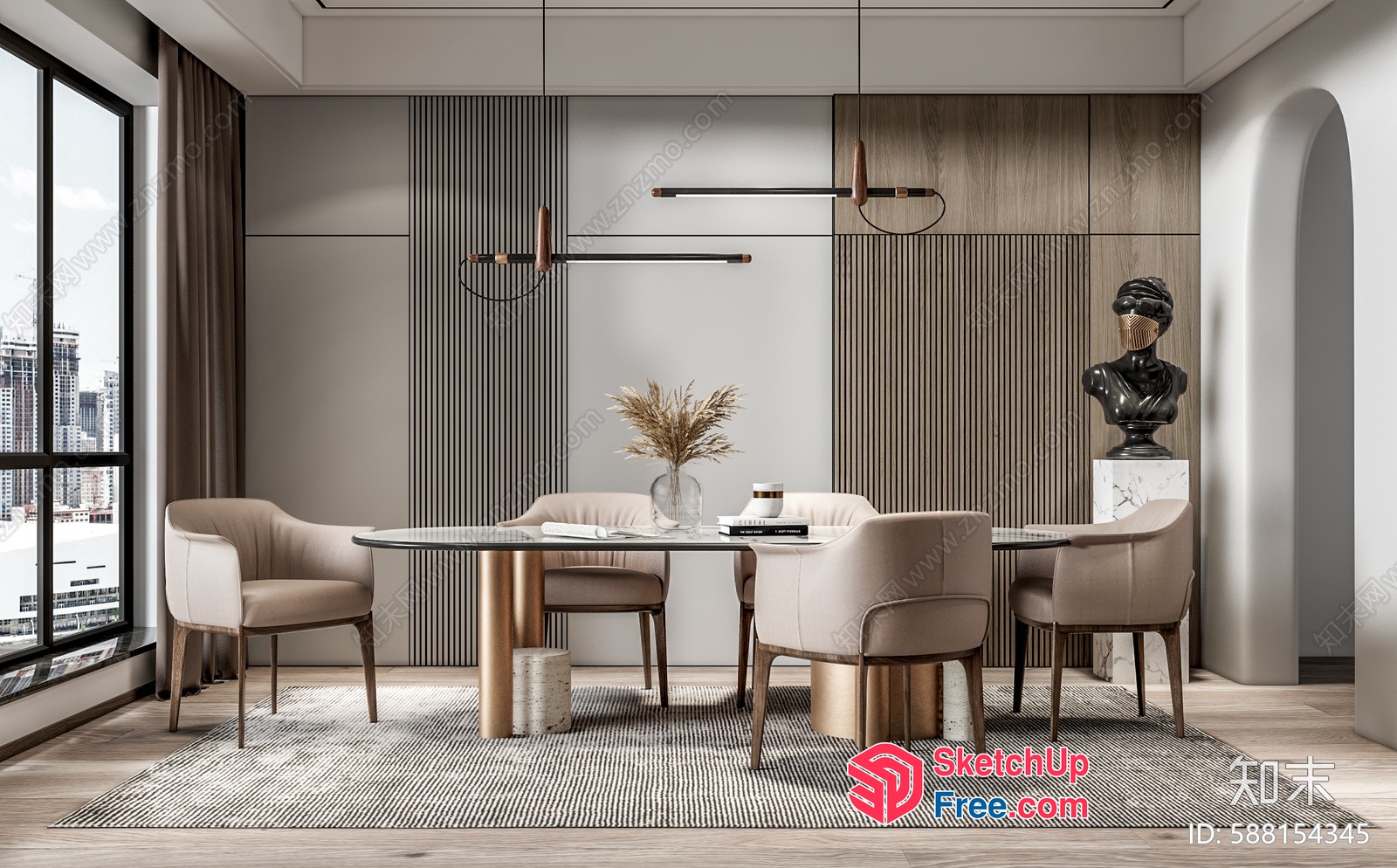 Modern Minimalist Dining Room Interior 3D SketchUp File