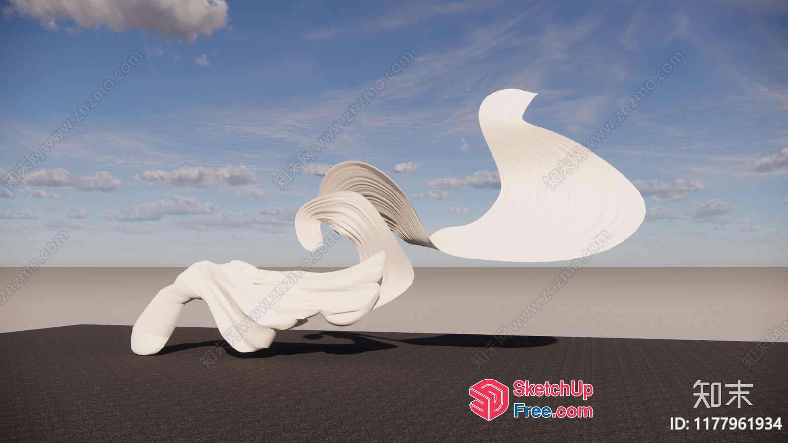 Abstract White Sculpture In Desert Landscape 3D SketchUp File
