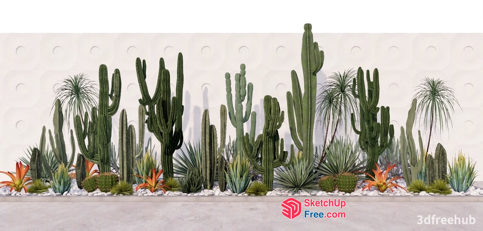 Cacti And Succulent Decorative Wall 3D SketchUp File