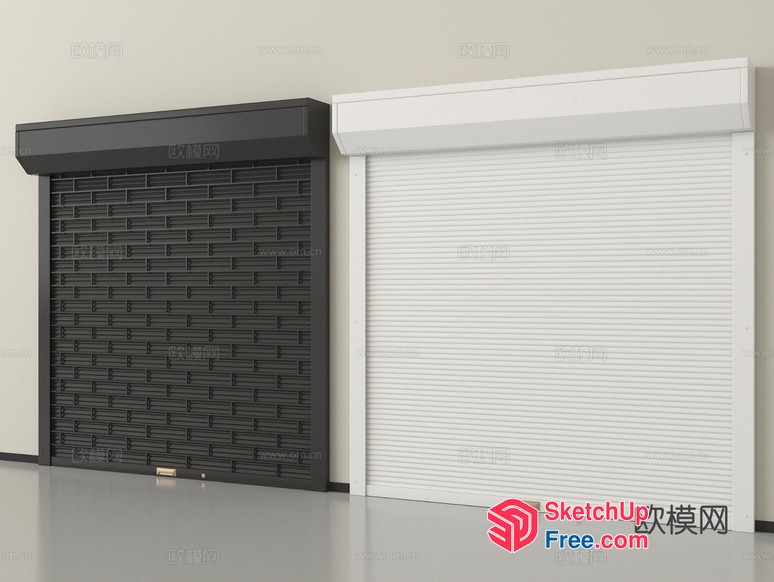 Two Garage Doors In A Minimalist Interior 3D SketchUp File
