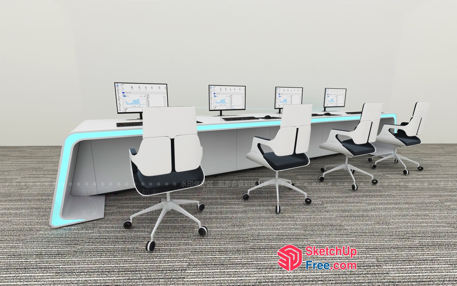 Modern Office Workspace With Sleek Furniture 3D SketchUp File