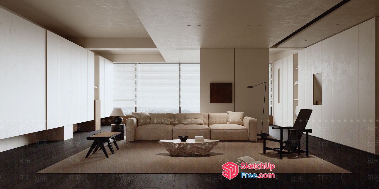 Minimalist Modern Living Room Interior Design 3D SketchUp File