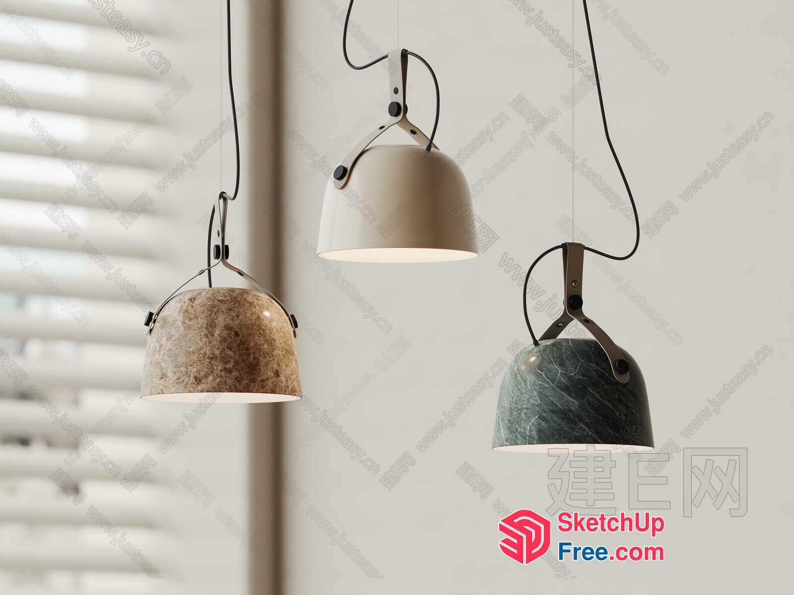 Three Hanging Lamps In Different Styles 3D SketchUp File