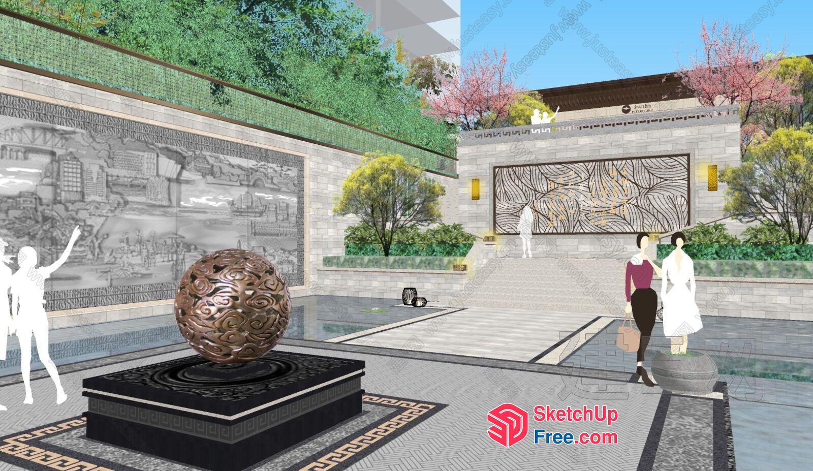 Luxurious Modern Villa Entrance With Ornate Decorations 3D SketchUp File