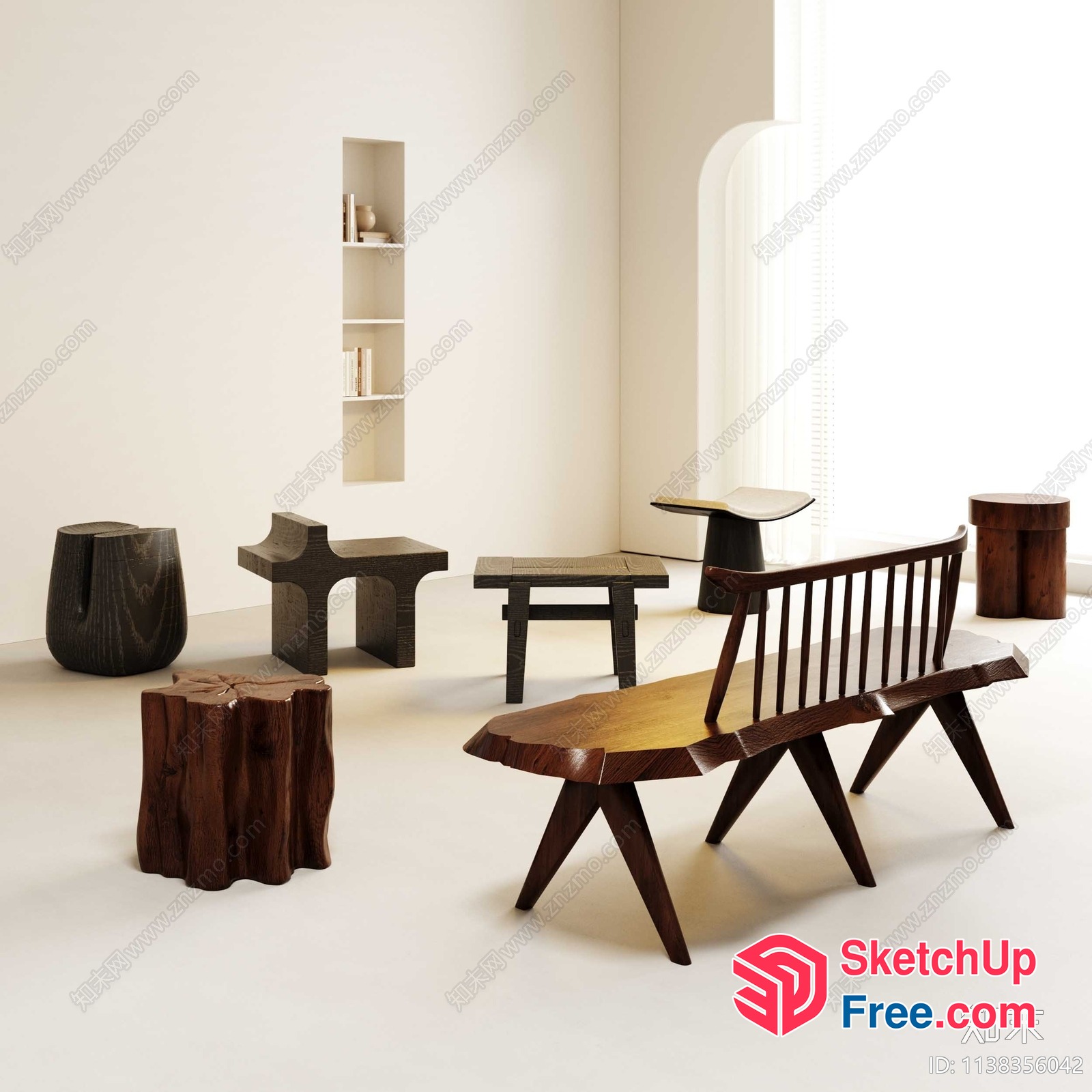 Minimalist Japanese Style Furniture Collection 3D SketchUp File