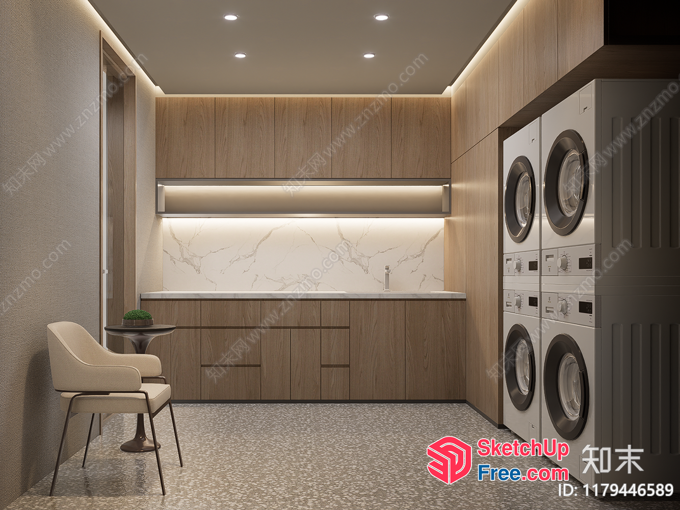 Modern Minimalist Laundry Room Interior Design 3D SketchUp File