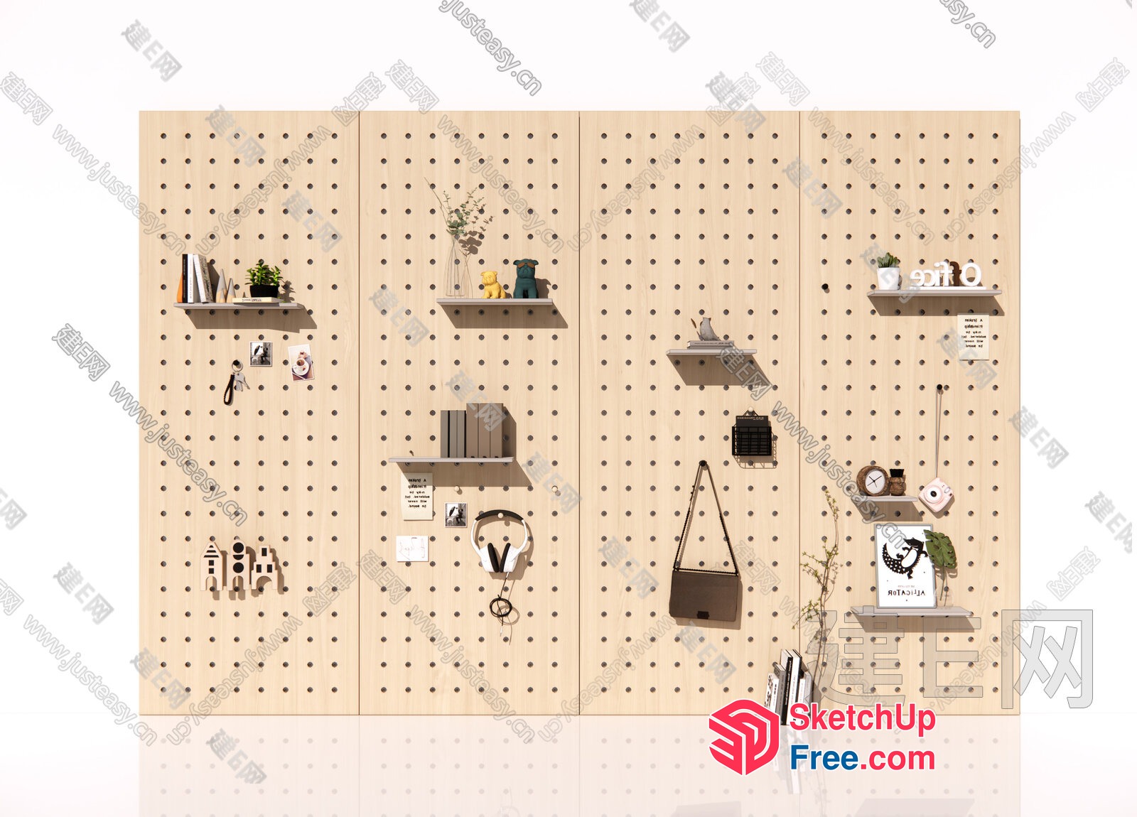 Modern Minimalist Pegboard Storage System 3D SketchUp File