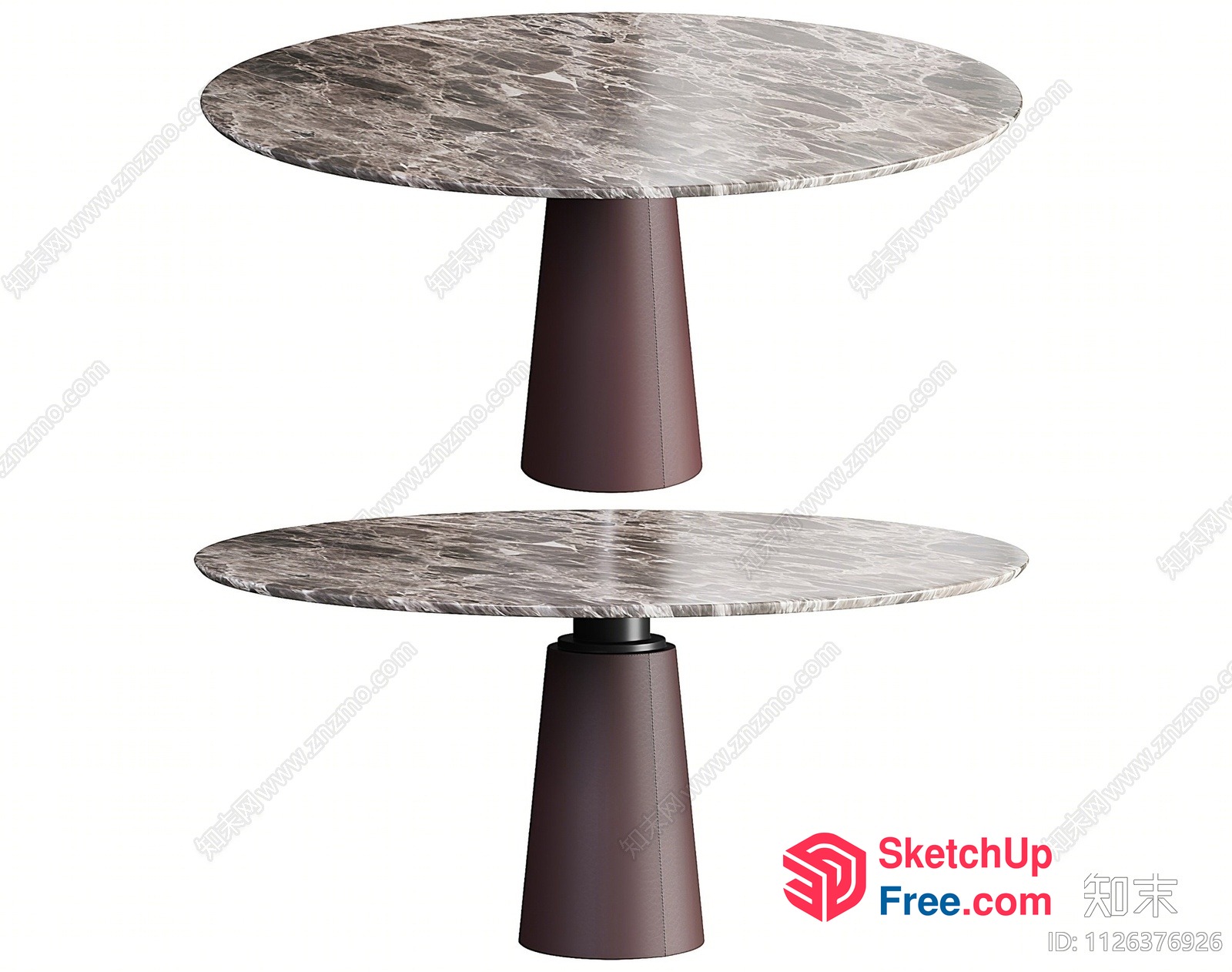 Two Marble Tables With Brown Pedestals 3D SketchUp File