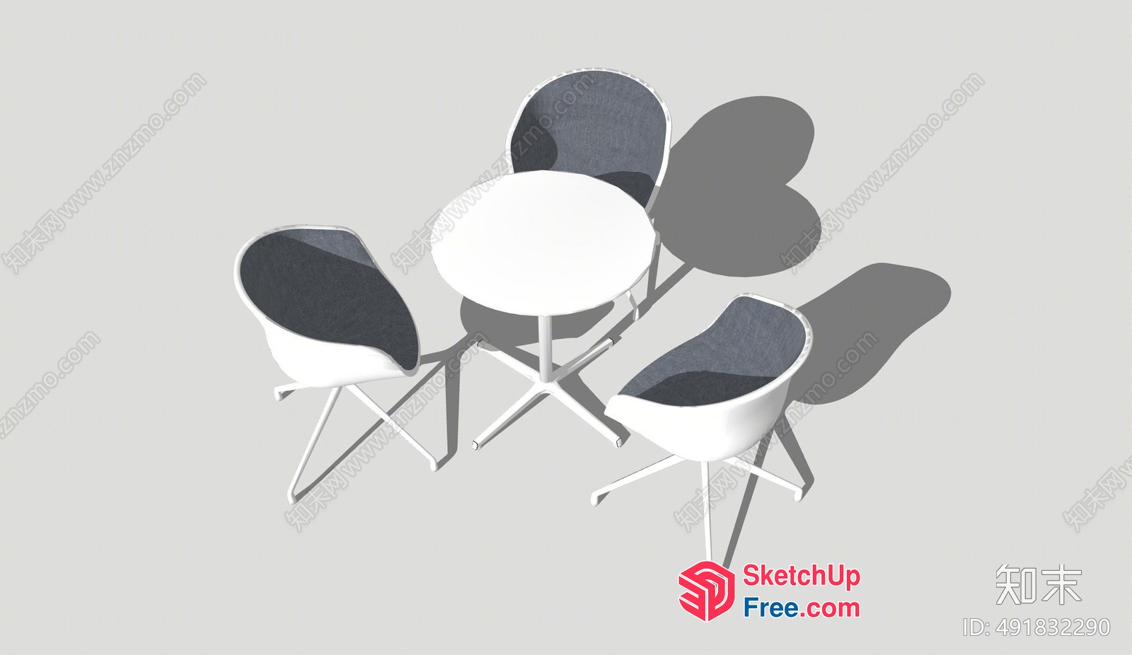 5 Chairs Around A White Table 3D SketchUp File