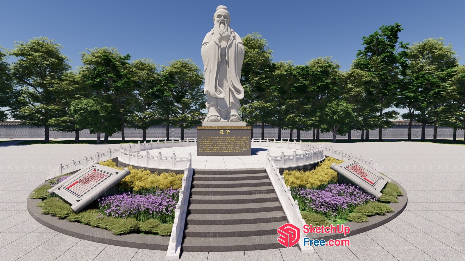 Grand Statue In A Park Setting 3D SketchUp File