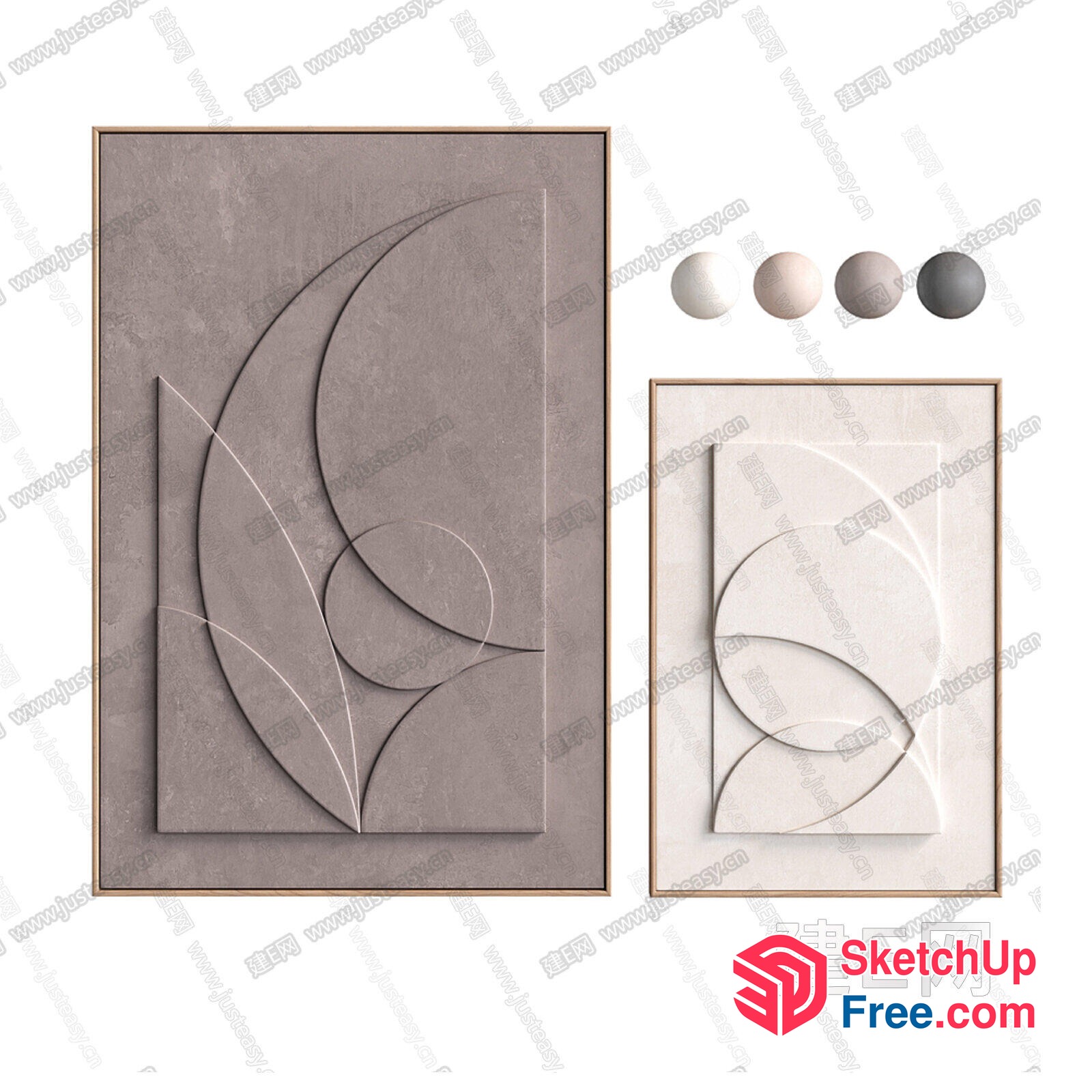 Abstract Geometric Shapes On Beige And Gray Panels 3D SketchUp File