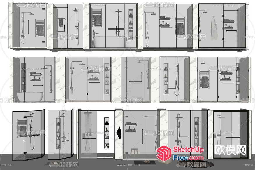 Bathroom Shower Layout 3D SketchUp File