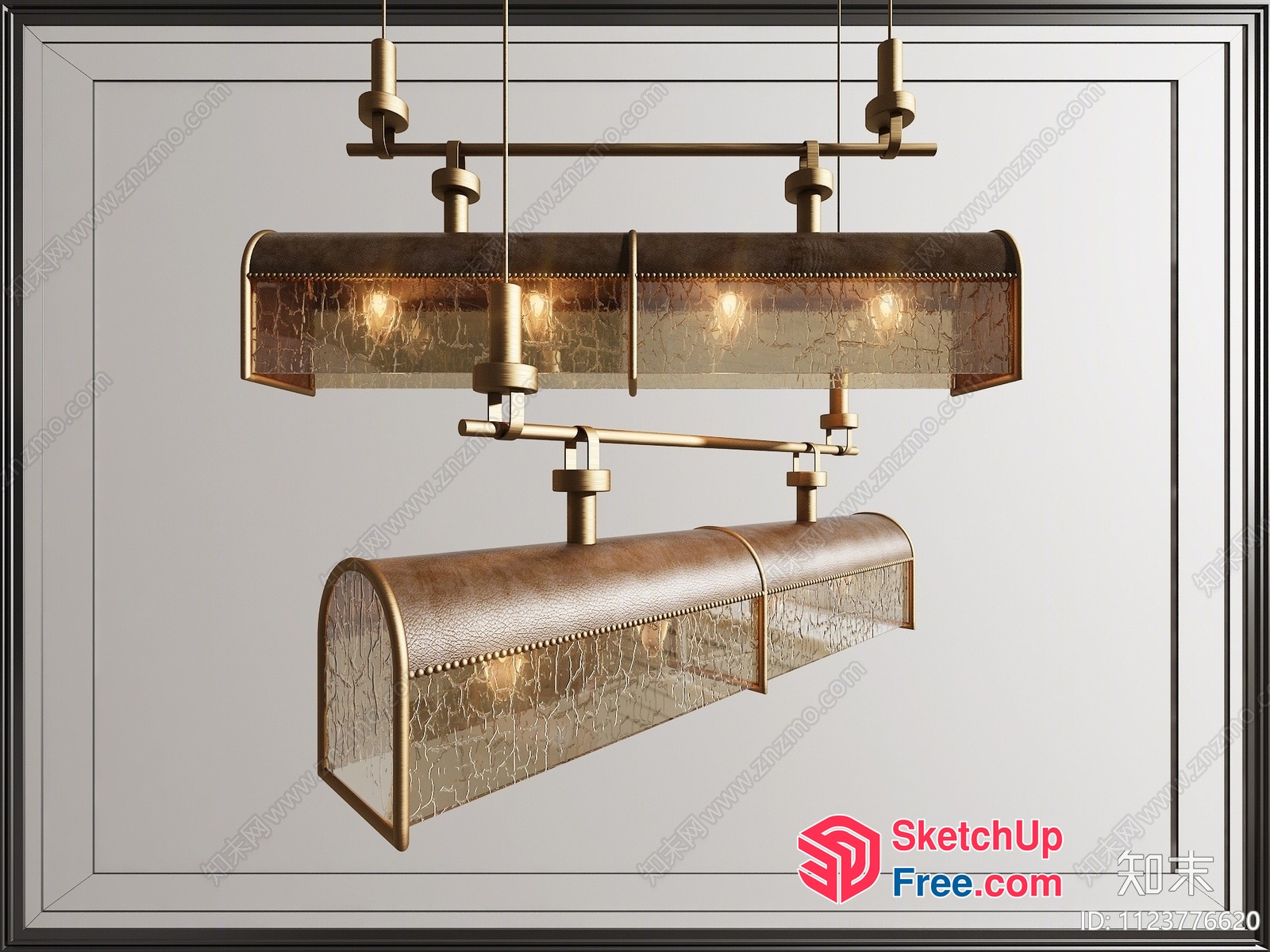 Elegant Gold And Brown Hanging Light Fixture 3D SketchUp File