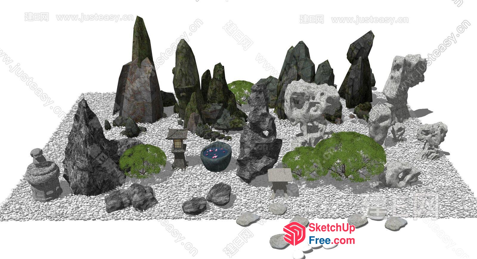 Serene Japanese Rock Garden 3D SketchUp File