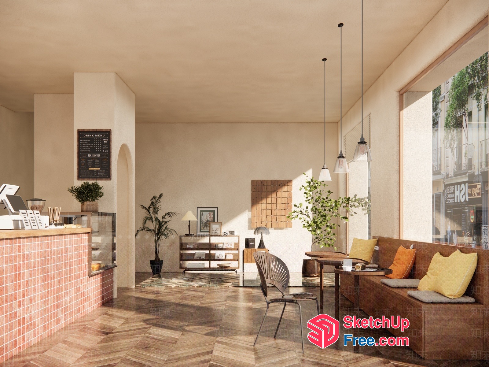 Modern Minimalist Cafe Interior 3D SketchUp File