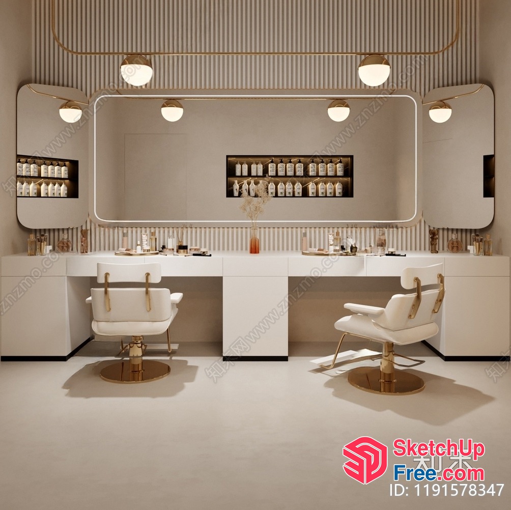 Luxurious Salon Interior With Elegant Lighting And Decor 3D SketchUp File