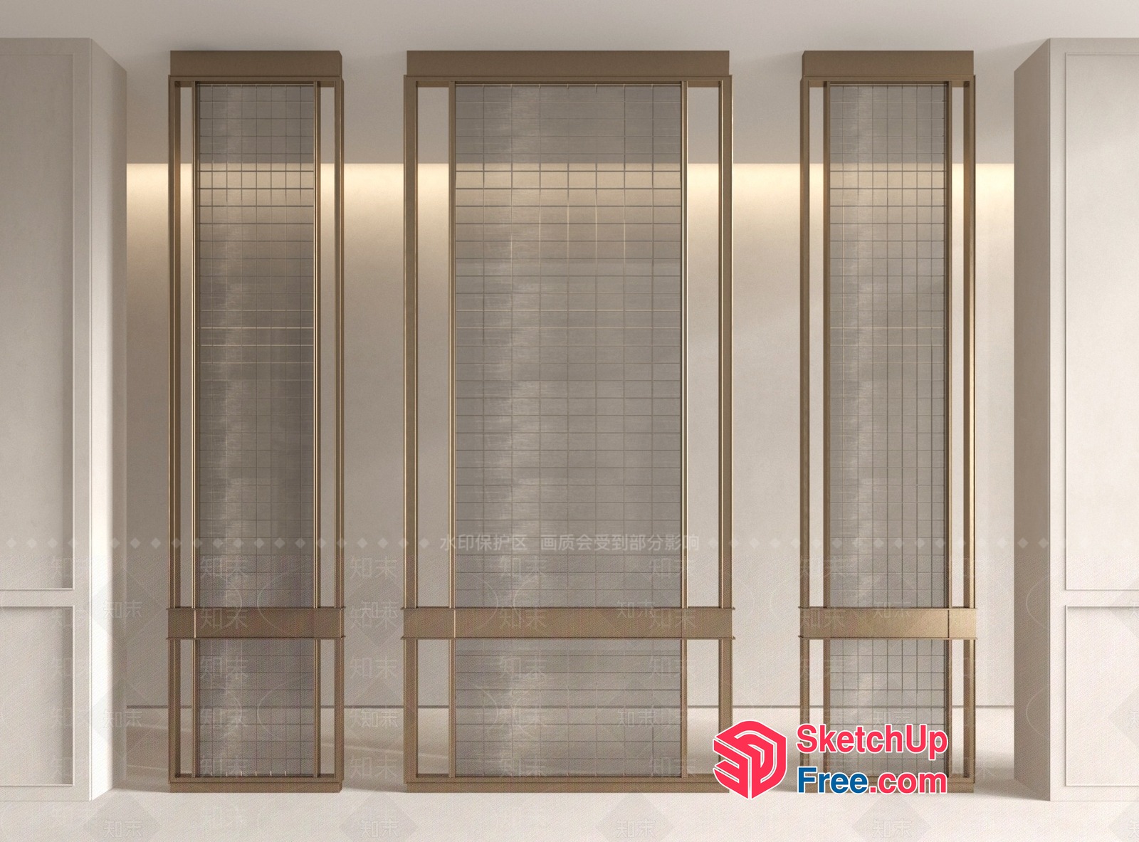 Elegant Glass Partition Screen With Modern Design 3D SketchUp File