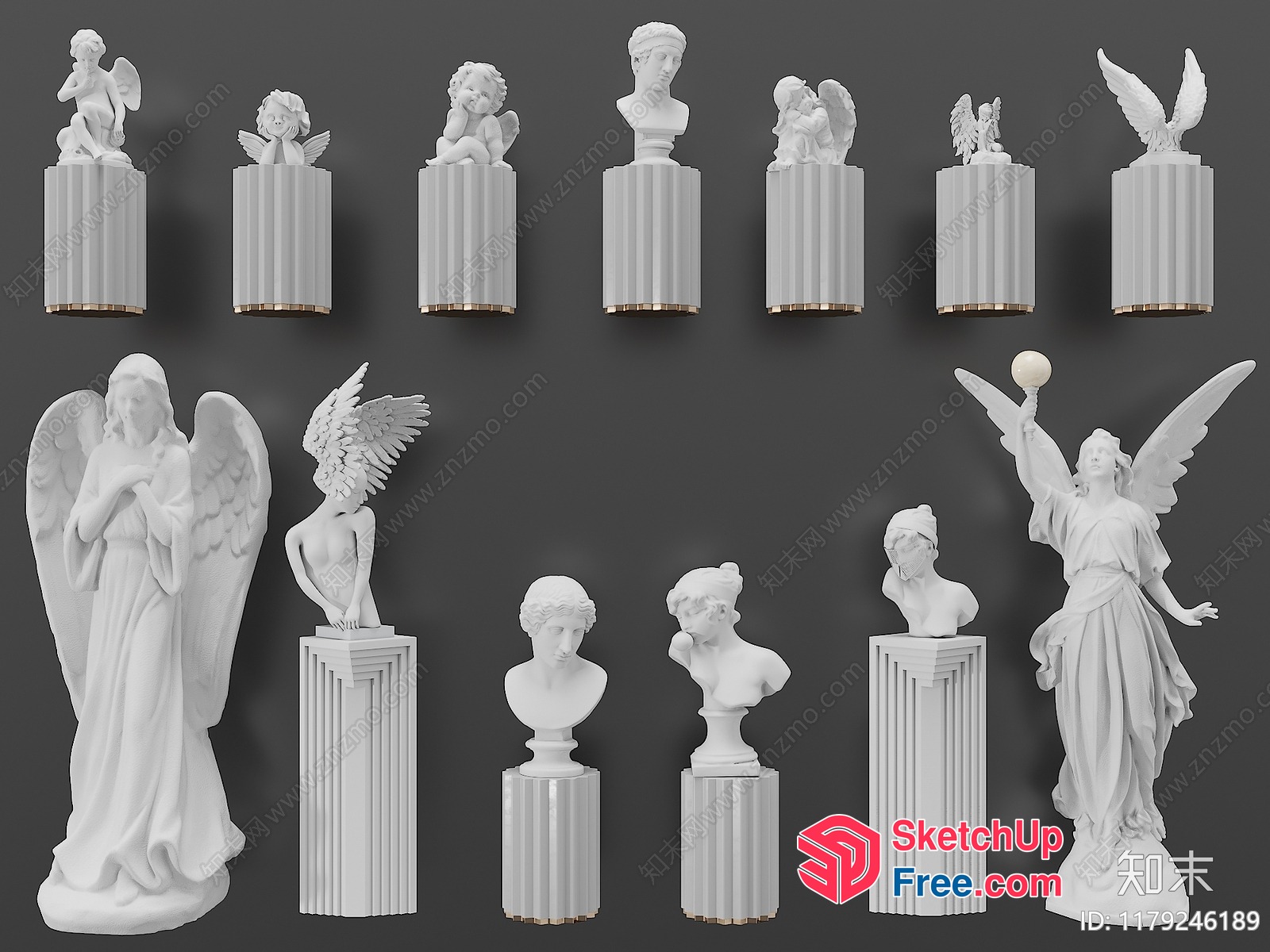 Statues Of Angels In A Classical Style 3D SketchUp File