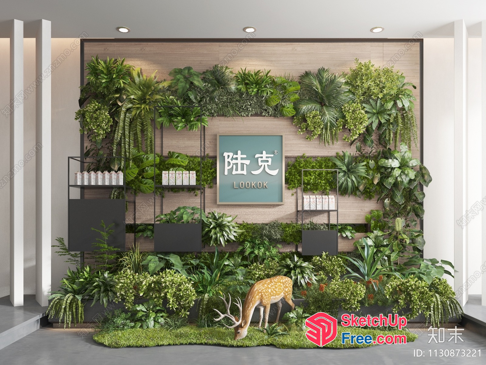 Luxurious Modern Garden With Exotic Plants And Deer 3D SketchUp File