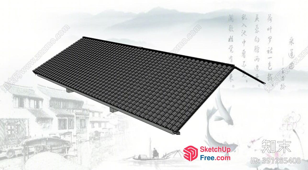 Japanese-Style Roof Tiles 3D SketchUp File