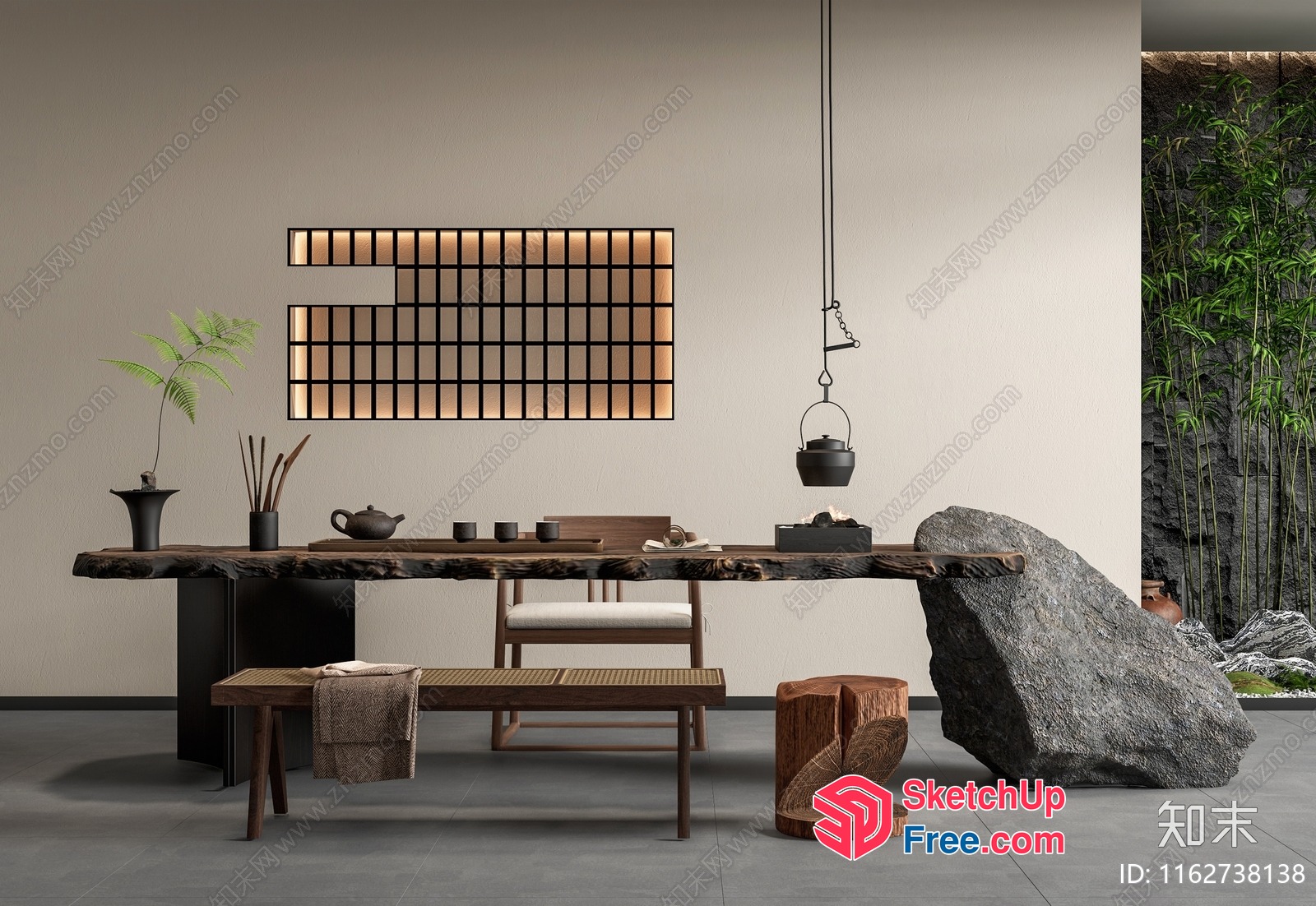 Modern Asian-Inspired Interior Design 3D SketchUp File