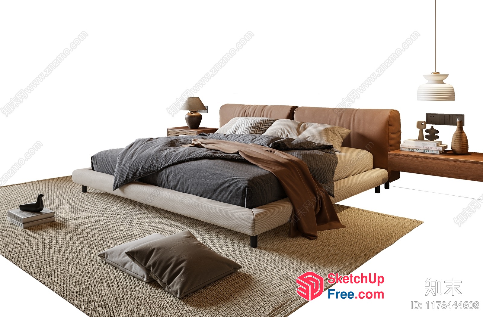 Modern Bedroom With Bed And Bedside Table 3D SketchUp File