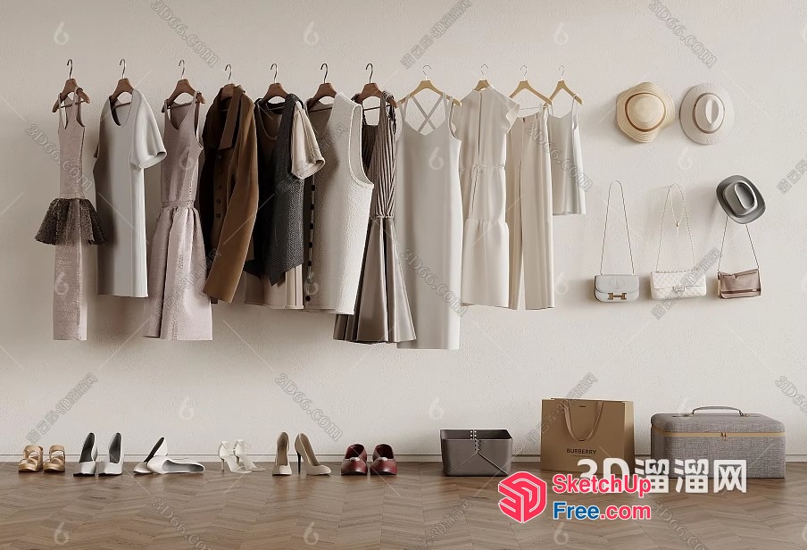 Elegant Neutral-Toned Dressing Room 3D SketchUp File