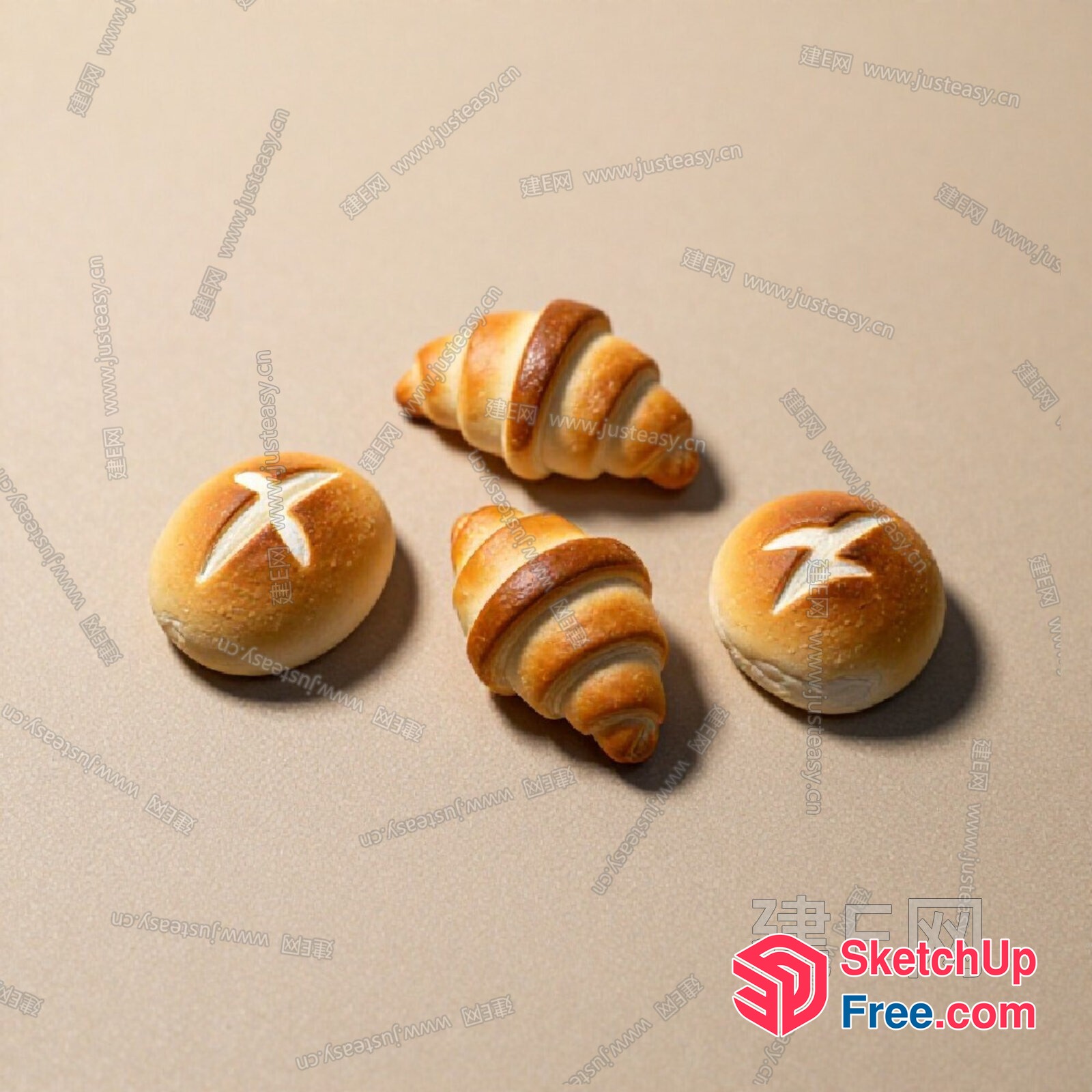 Miniature Baked Goods On A Neutral Background 3D SketchUp File