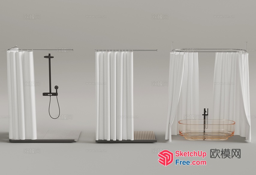 Modern Bathroom Shower Curtain Design 3D SketchUp File
