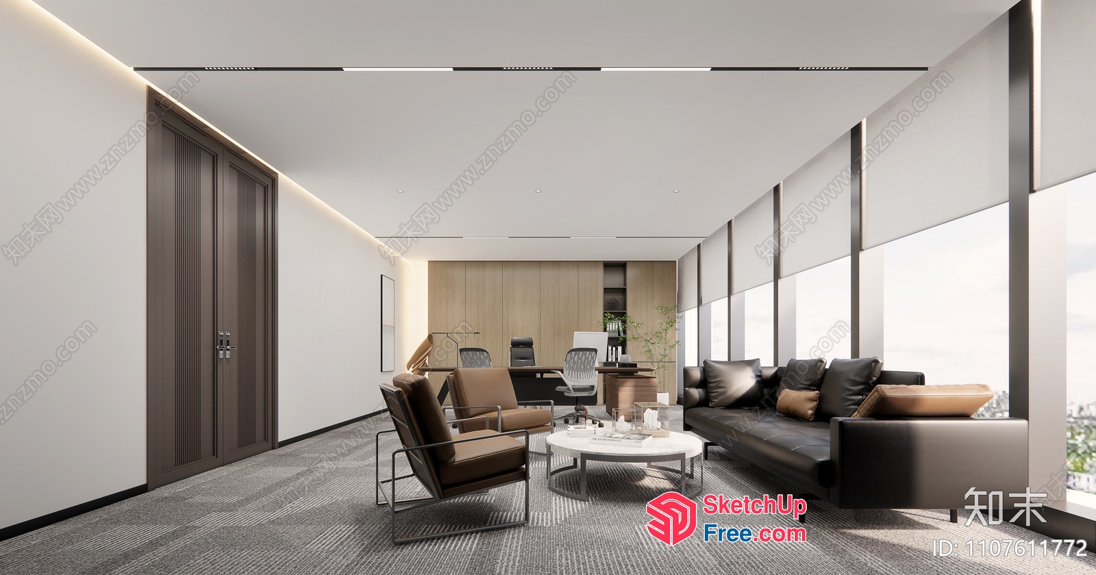 Modern Office Space With Sleek Furniture And Minimalist Decor 3D SketchUp File