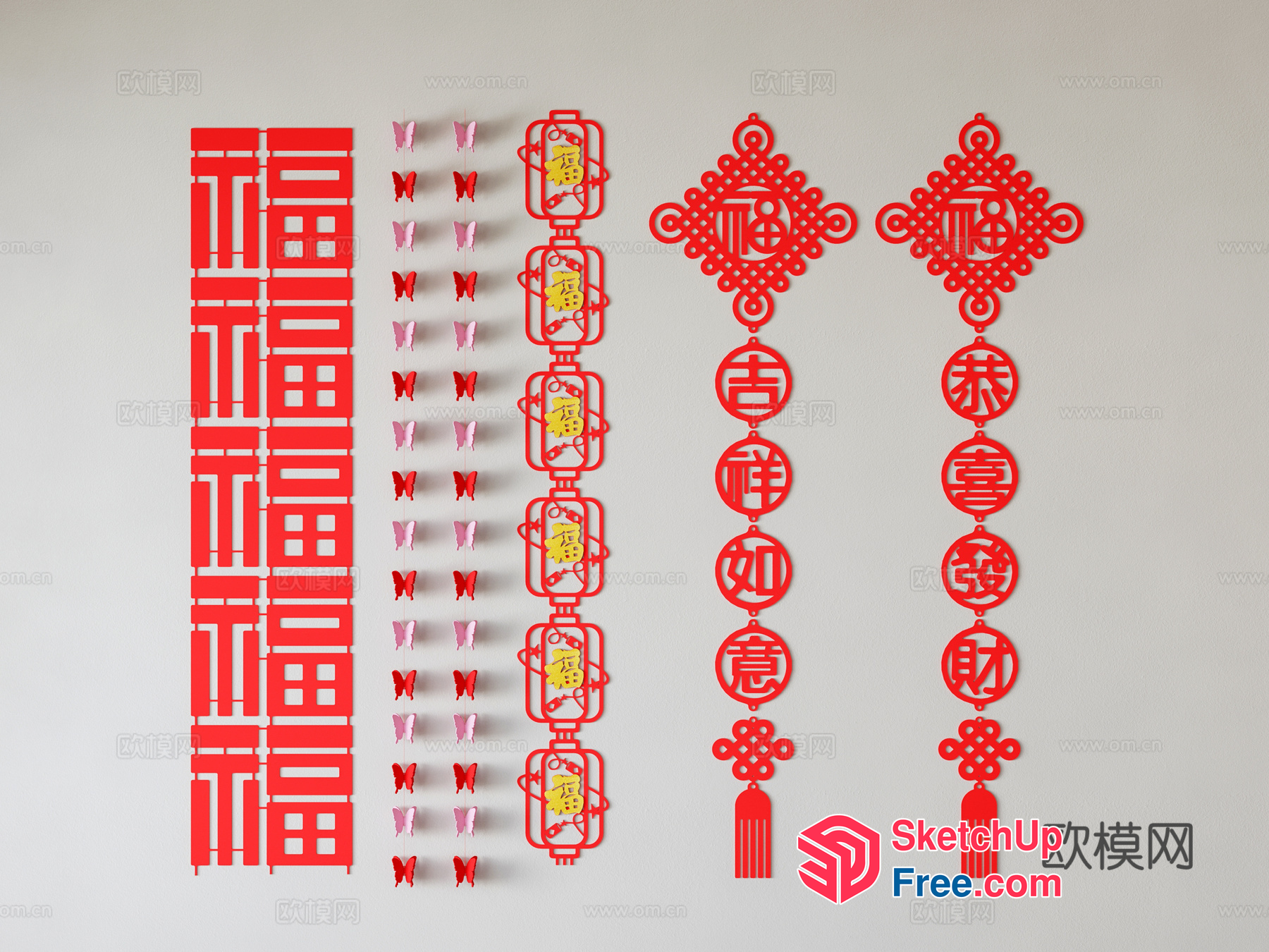 Chinese-Inspired Decorative Wall Art 3D SketchUp File