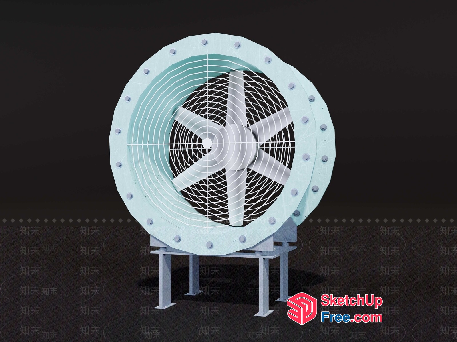 Industrial Style Fan With Metal Grille 3D SketchUp File