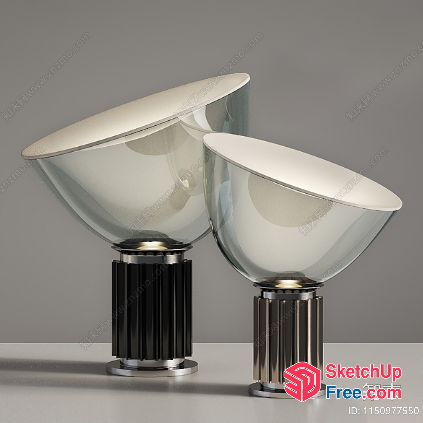 Two Glass Lamps On Pillar Bases 3D SketchUp File