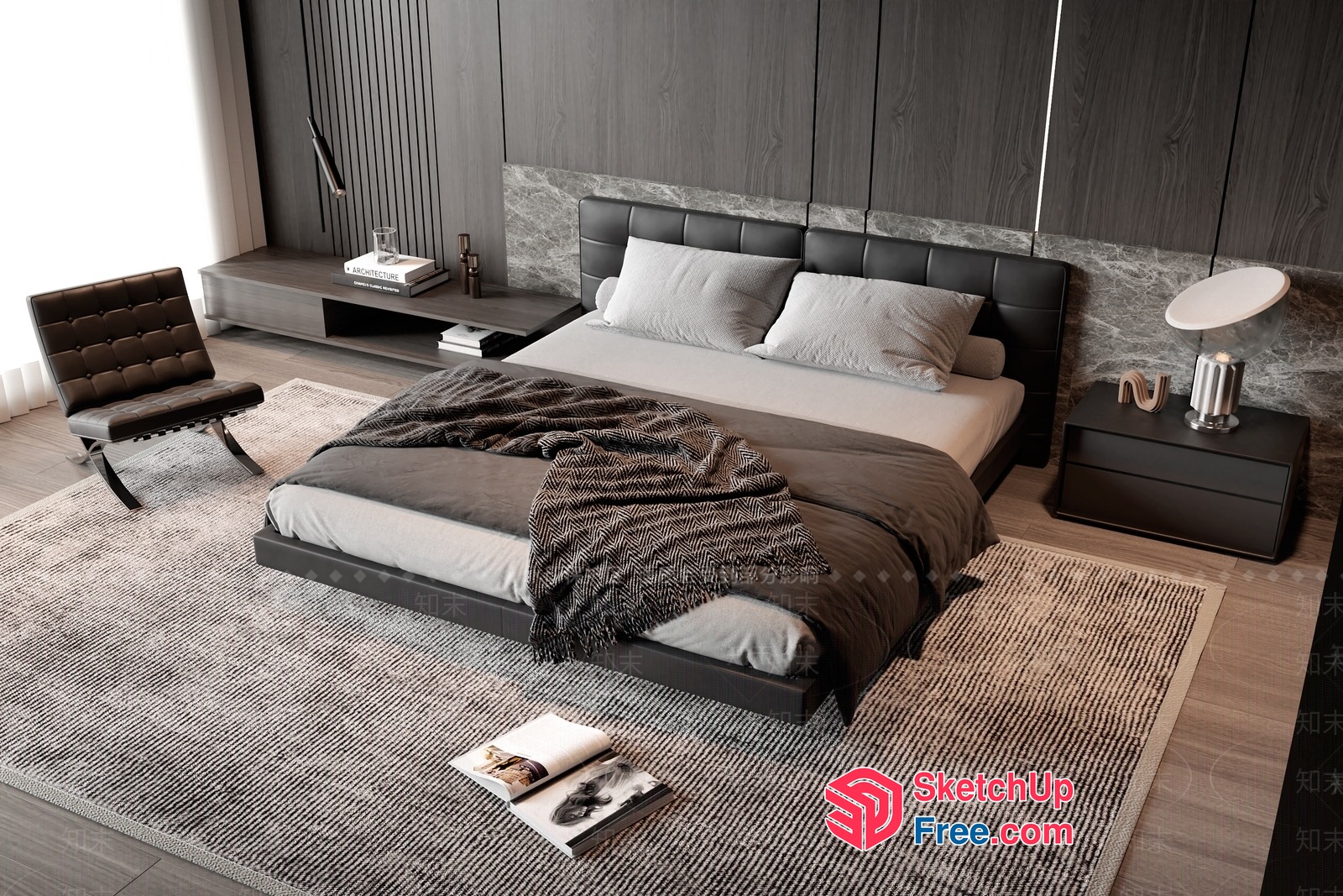 Modern Minimalist Bedroom With Neutral Color Scheme 3D SketchUp File