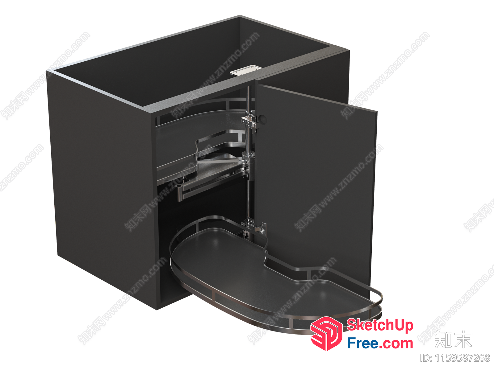 3D Rendering Of A Modern Black Cabinet With A Pull-Out Tray 3D SketchUp File