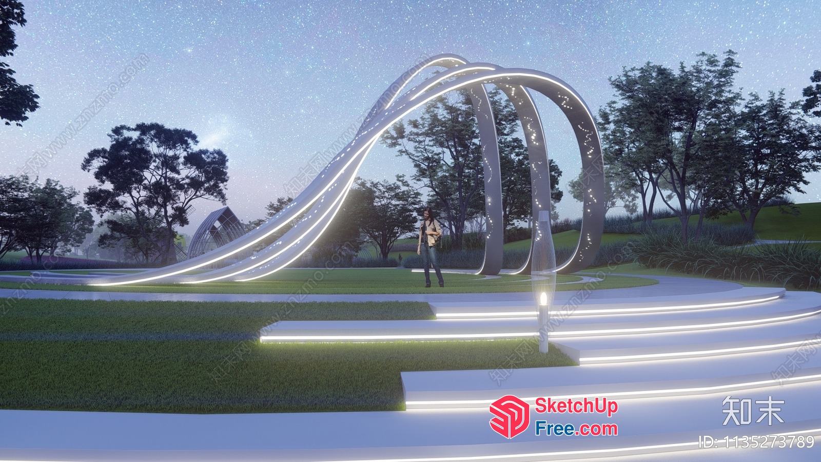 Serpentine Led Light Installation 3D SketchUp File