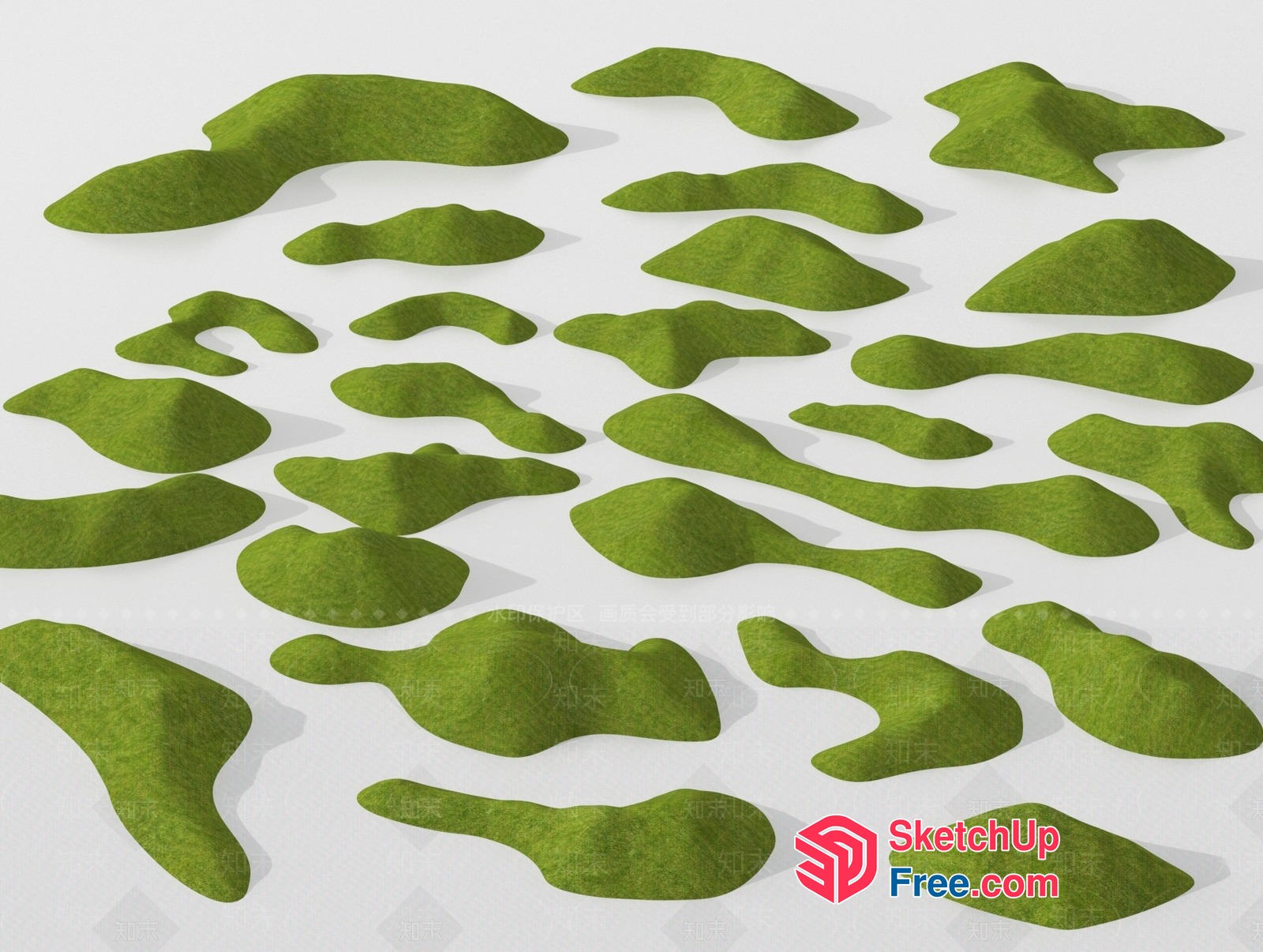3D Model Of Various Green Hills 3D SketchUp File