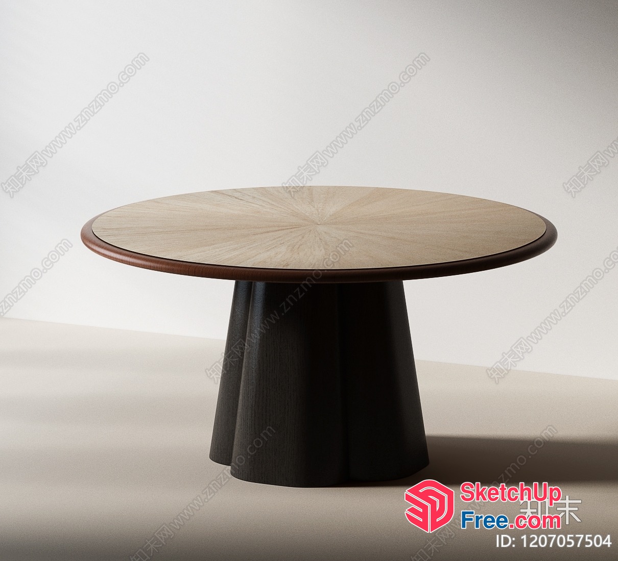 Round Wooden Table With Circular Base 3D SketchUp File
