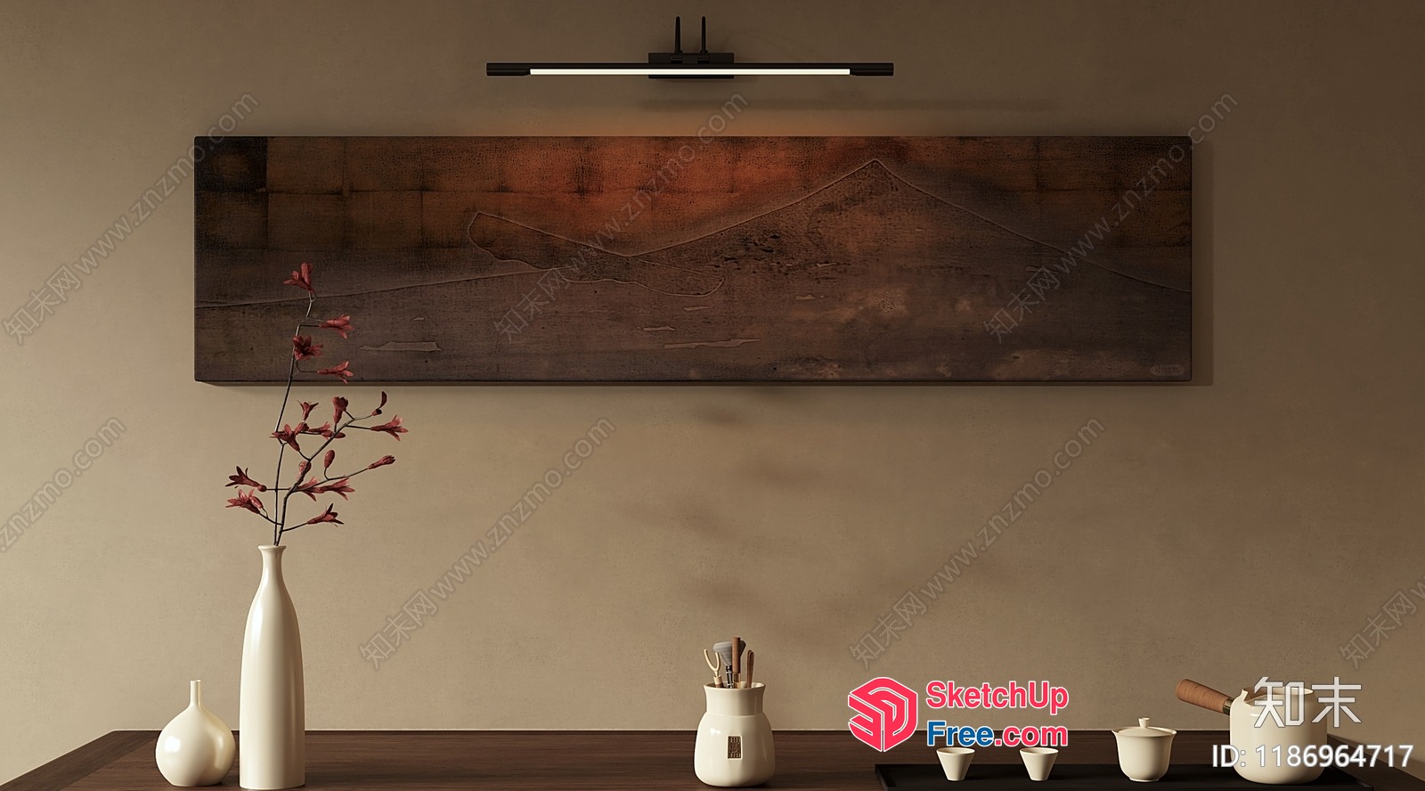 Elegant Japanese-Style Room With Wabi-Sabi Decor 3D SketchUp File