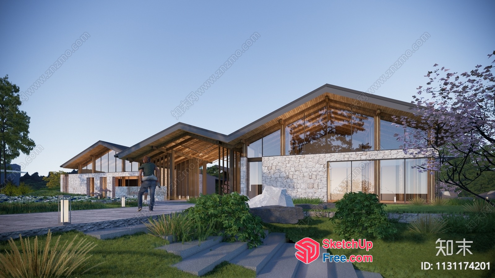 Modern Japanese-Style Villa Exterior 3D SketchUp File