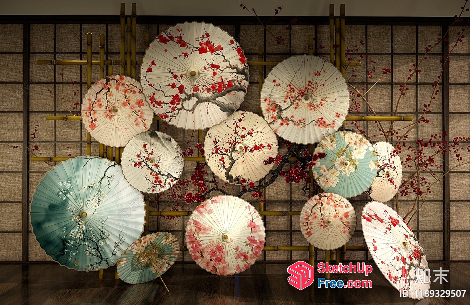 Japanese Style Decorative Wall Art 3D SketchUp File