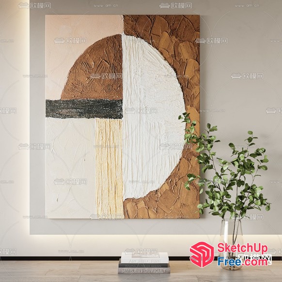 A Modern Abstract Art Piece With Earthy Tones And Textured Elements 3D SketchUp File