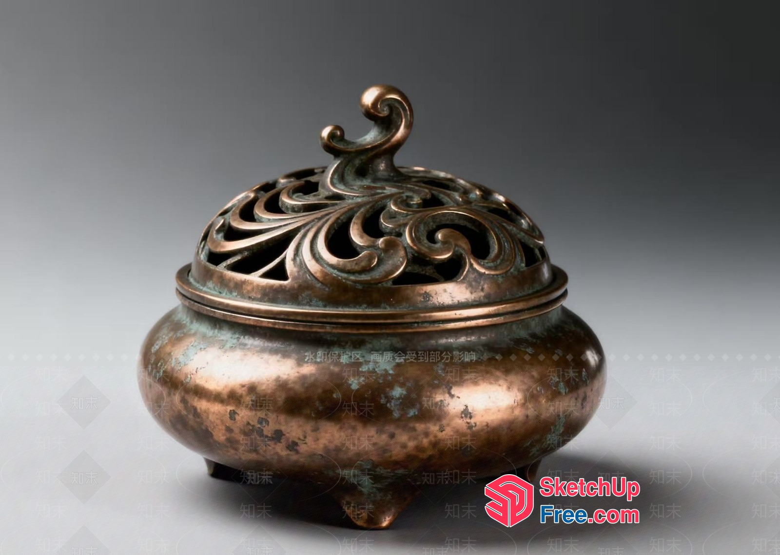Elegant Antique Bronze Decorative Bowl 3D SketchUp File