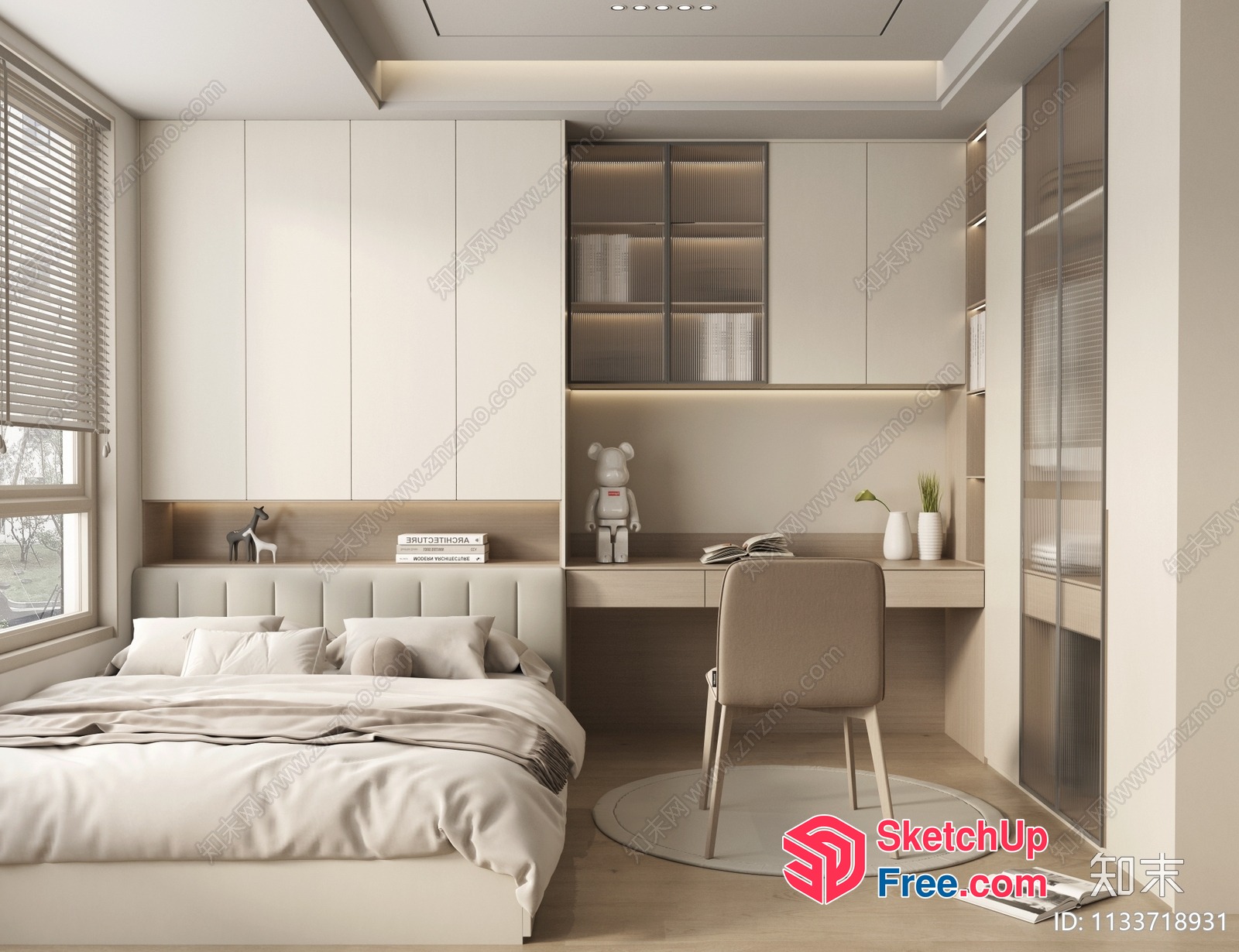 Modern Minimalist Bedroom Interior 3D SketchUp File
