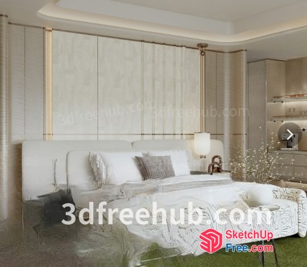 White And Creamy Modern Bedroom Interior 3D SketchUp File