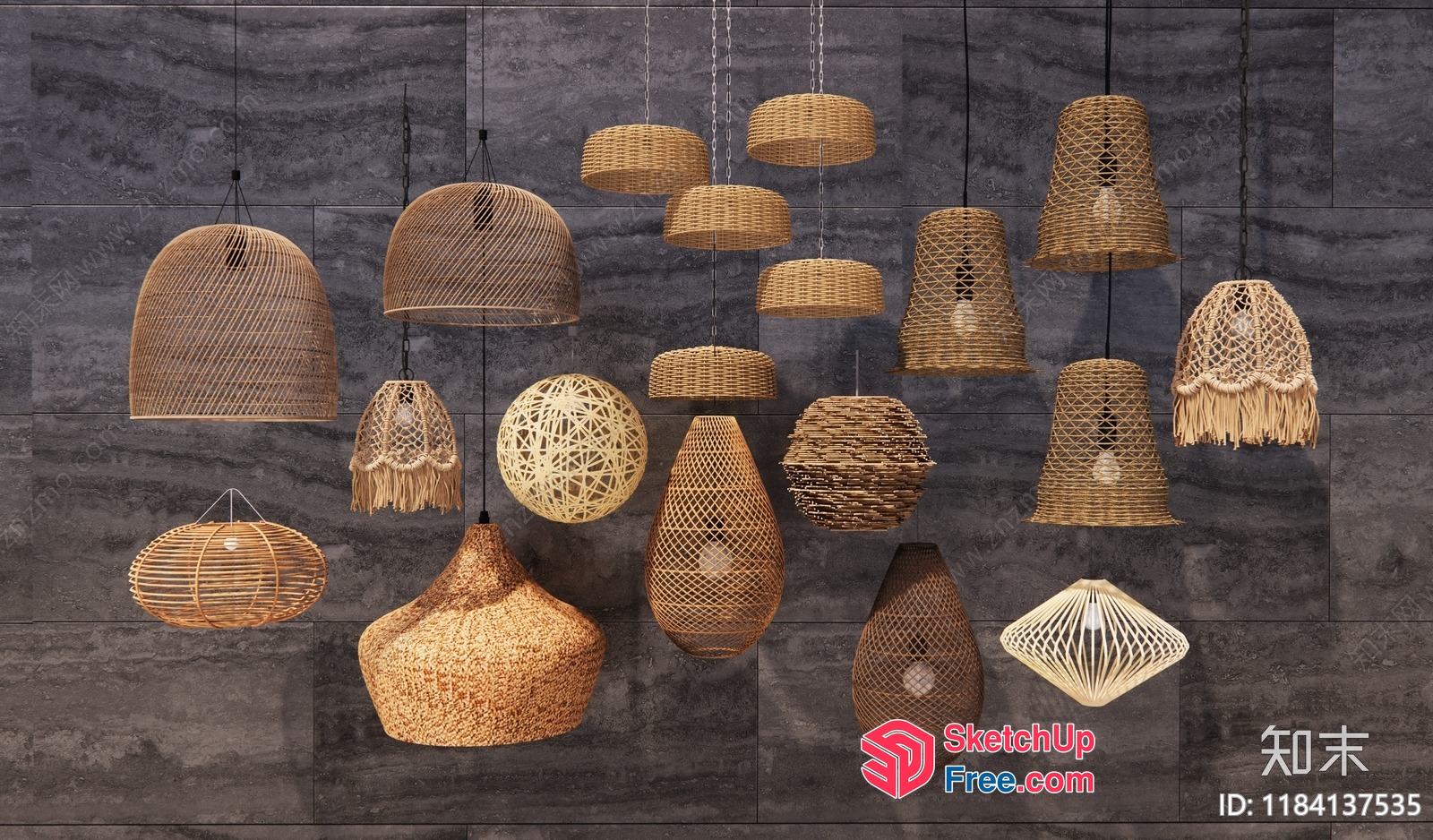 Modern Rattan Light Fixtures 3D SketchUp File
