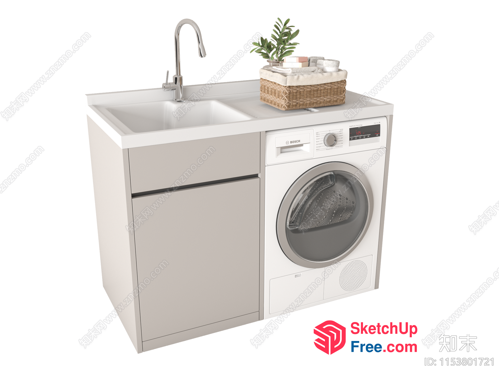 Modern Laundry Room With Sink And Washer 3D SketchUp File